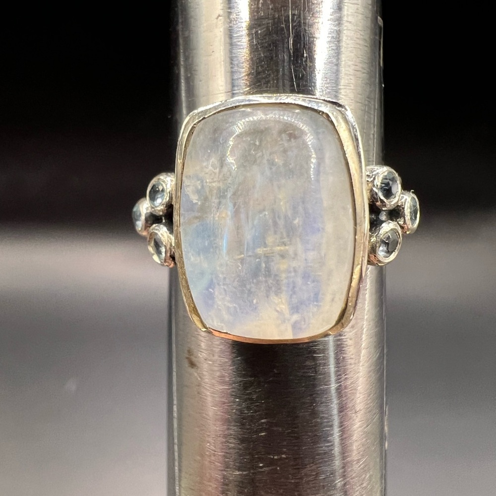Sterling Silver Rectangle Moonstone Ring - image 1